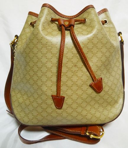 Old Celine斜めがけ巾着(マカダム・キャメル)