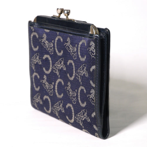 Old Celine がま口財布(青・馬車柄)