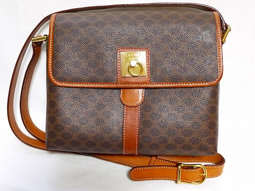 Old Celine(マカダム柄)斜め掛けショルダー(茶)