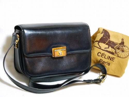Old Celine 総皮斜め掛けショルダー(濃紺)