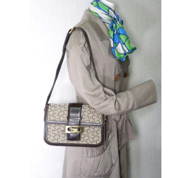 OLD CELINE 馬車金具ジャガード ワンショルダー(茶)