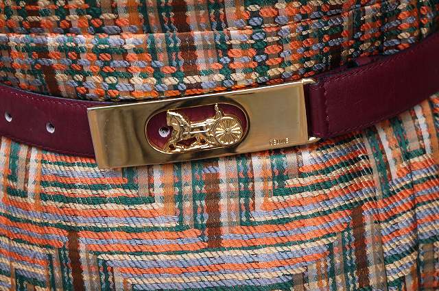 Old Celine ヴィンテージ本革ベルト(ボルドー)