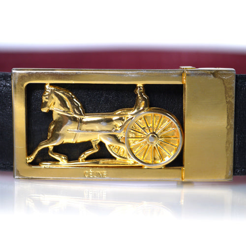 OLD CELINE 馬車バックル リバーシブルベルト(黒/バーガンディ)