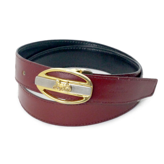 OLD CELINE 馬車バックル リバーシブルベルト(黒/ボルドー)