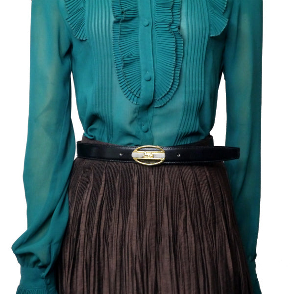 OLD CELINE 馬車バックル リバーシブルベルト(黒/ボルドー)