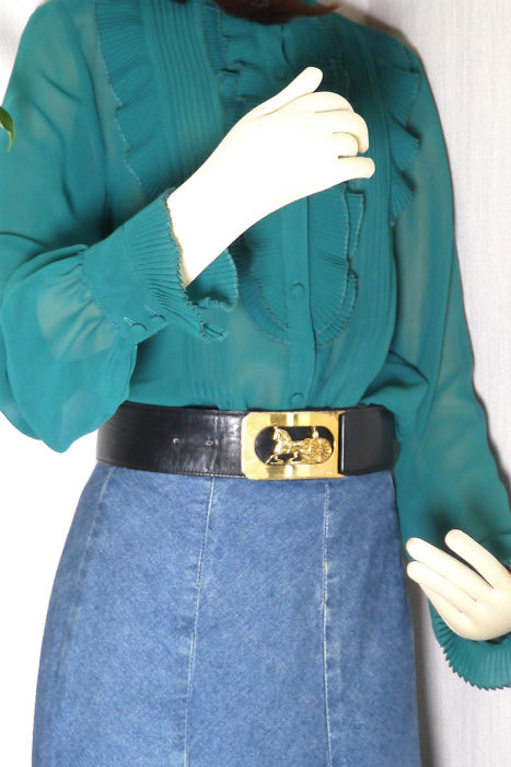 OLD CELINE ヴィンテージ 馬車本革ベルト(黒・太)