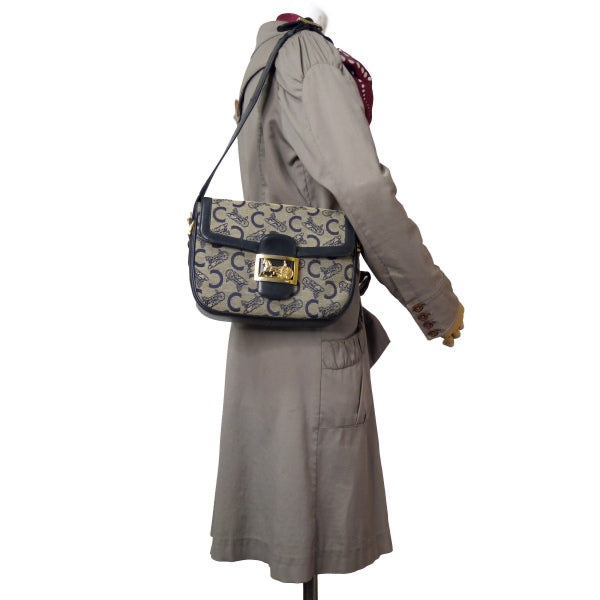 オールドセリーヌ 馬車柄ショルダーバッグ(ネイビー)