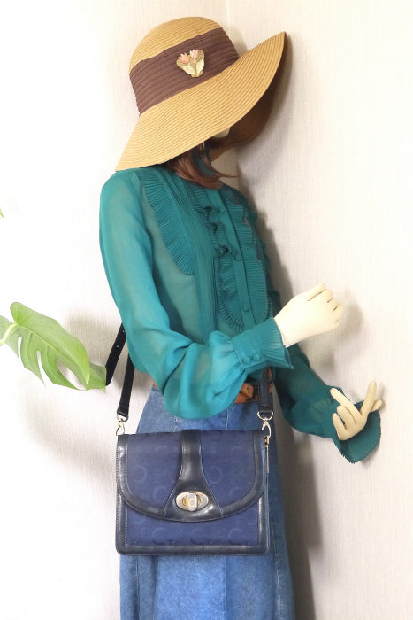 Old Celine 2Wayショルダー(紺・馬車)