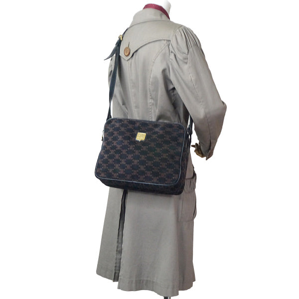 Old Celine マカダム柄スエードショルダー(紺・茶)