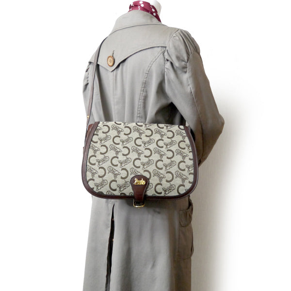OLD CELINE 馬車柄ジャガード 2WAY半円ショルダー(茶)