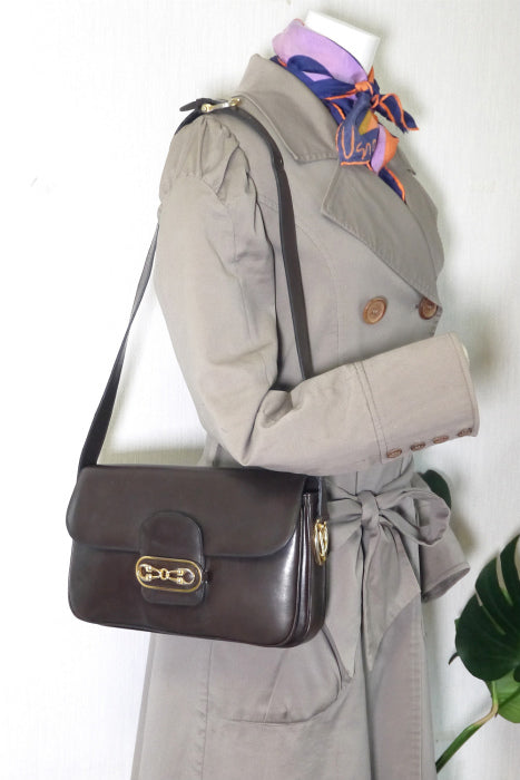 OLD CELINE 総革ビット金具ショルダー(濃茶)