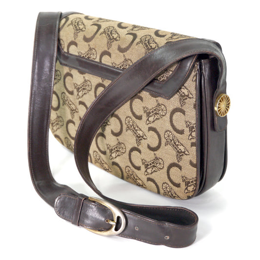 OLD CELINE 馬車柄ジャガード3層ワンショルダー(茶)