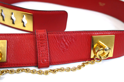 OLD CELINE チェーンデザイン本革ベルト(赤)