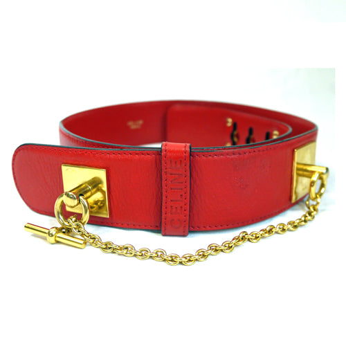 OLD CELINE チェーンデザイン本革ベルト(赤)