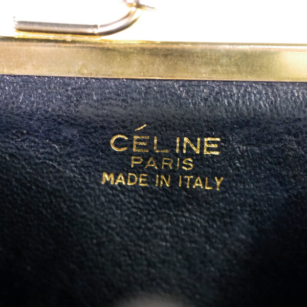 Old Celine 馬車柄 がま口コインケース(濃紺)