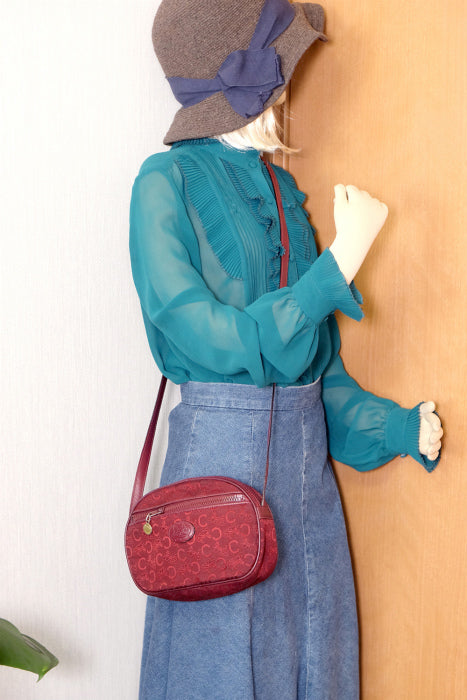Old Celine ジャガード馬車柄ショルダー(赤)