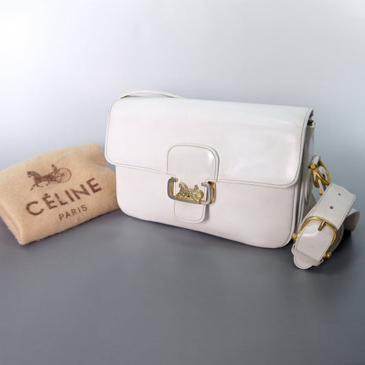 OLD CELINE 馬車金具ショルダーバッグ(オフホワイト/総革)