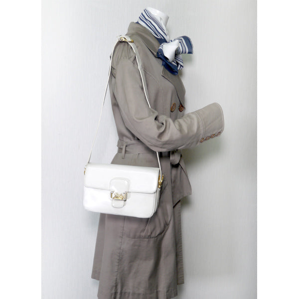 OLD CELINE 馬車金具ショルダーバッグ(オフホワイト/総革)