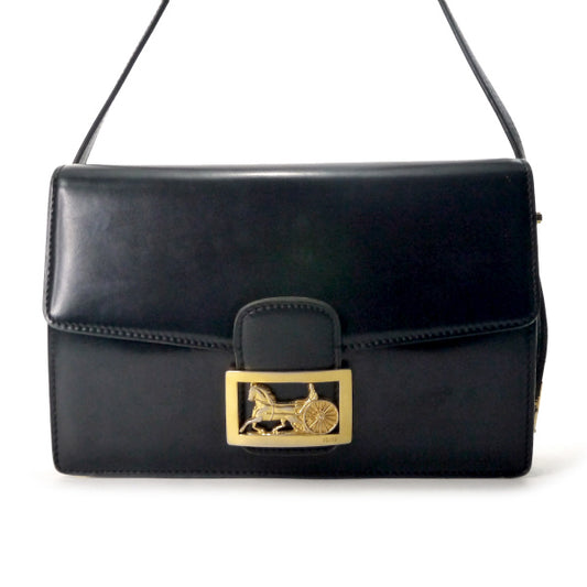 OLD CELINE 極美品!!差し込み馬車金具2WAYショルダーバッグ(黒/総革)