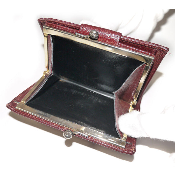 Old Celine マカダム柄レザーがま口財布(ボルドー)