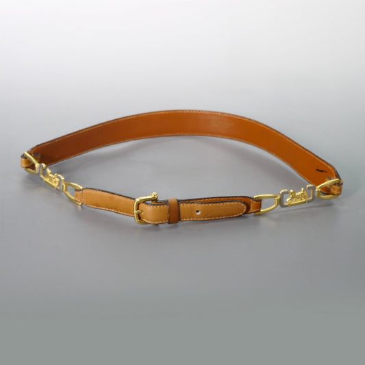 OLD CELINE 馬車金具レザーウエスト細ベルト(キャメル)