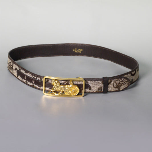 OLD CELINE 馬車柄ジャガード ウエストベルト(茶)