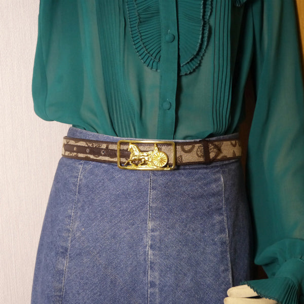 OLD CELINE 馬車柄ジャガード ウエストベルト(茶)