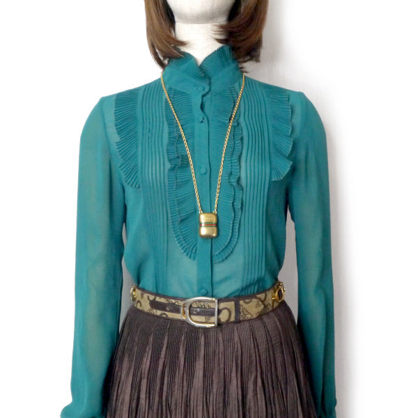 OLD CELINE 馬車柄ジャガードビット金具ベルト(茶)