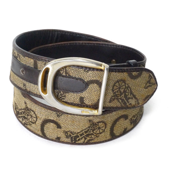 セリーヌ ヴィンテージ 馬車金具 ベルト ユニセックス CELINE】セリーヌ 馬車柄ロゴベルト | ブランド古着屋 Jesus