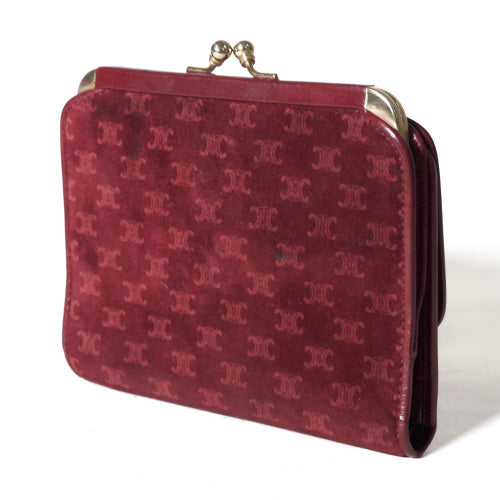 Old Celine マカダム柄スエード財布(赤)