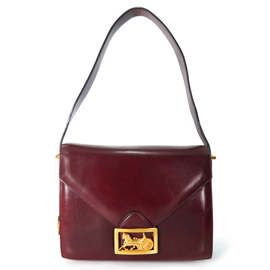 OLD CELINE 馬車金具2WAYショルダーバッグ(ボルドー/総革)
