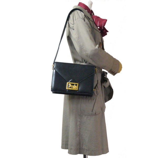 OLD CELINE 馬車金具2WAYショルダーバッグ(黒/総革)