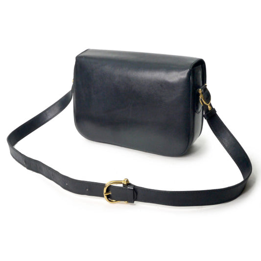 OLD CELINE 馬車金具3層式ショルダーバッグ(濃紺/総革)