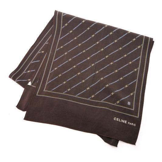 OLD CELINE マカダムチェーン柄 シルクストール(茶系)