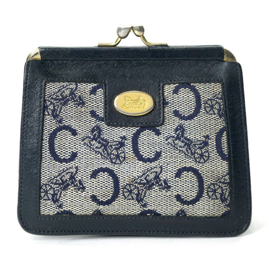 OLD CELINE 馬車柄ジャガードがま口コインケース(紺)