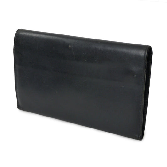 OLD CELINE ウェブリボン レザーがま口長財布(濃紺)