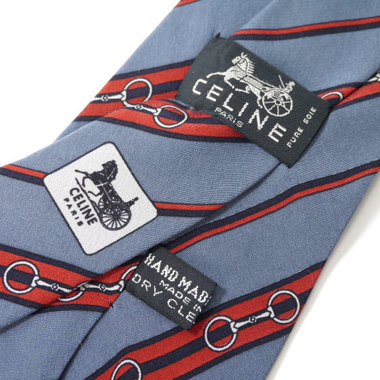 OLD CELINE シルクネクタイ ビット柄(ブルー系)