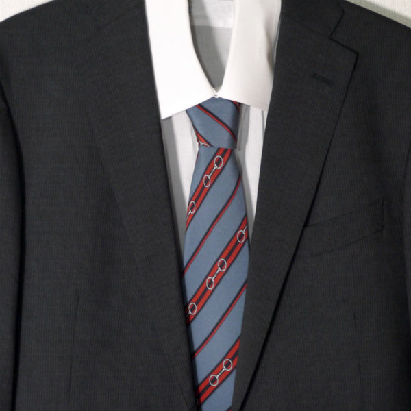 OLD CELINE シルクネクタイ ビット柄(ブルー系)