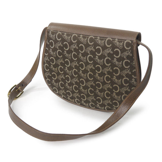 OLD CELINE レザーフラップ馬車柄ショルダー(茶)