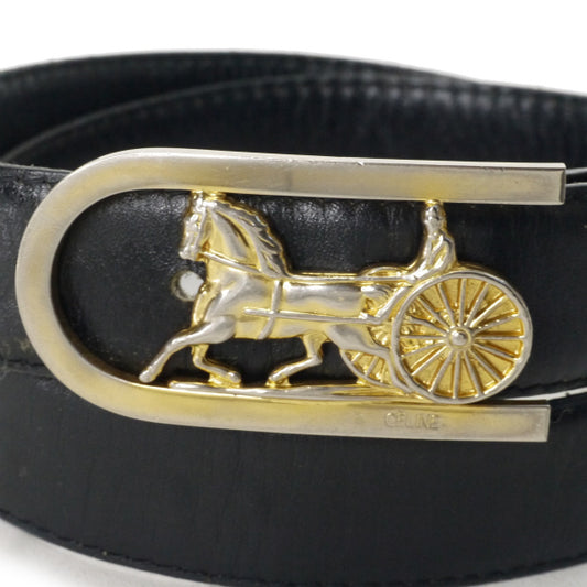 OLD CELINE 馬車バックル本革ウエストベルト(黒)
