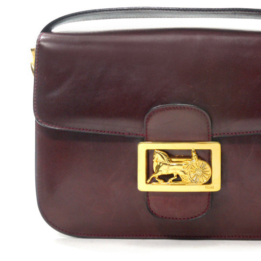 OLD CELINE 馬車金具3層ショルダーバッグ(ボルドー/総革)