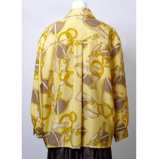 OLD CELINE 総柄サークルロゴ シルクブラウス(黄系)