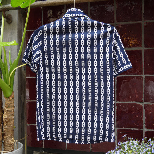 OLD CELINE マカダムチェーン柄 半袖ブラウス