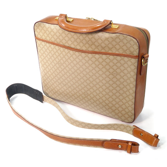 OLD CELINE マカダム柄ショルダー付ブリーフケース(ベージュ)