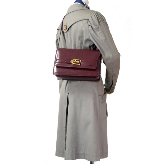OLD CELINE マカダムロゴ金具スクエアレザーショルダー(ボルドー)