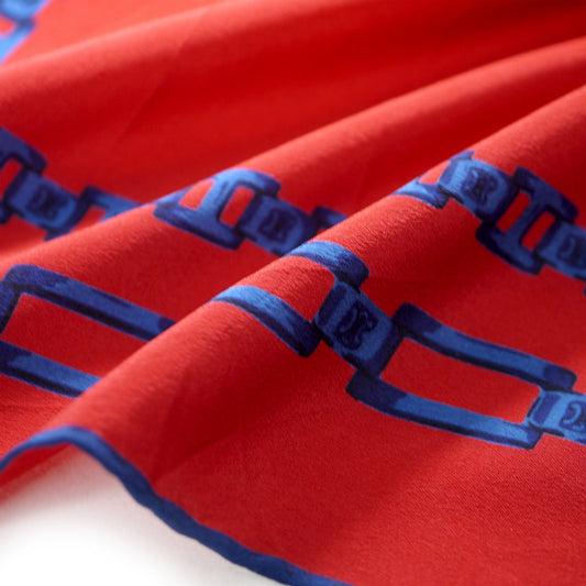 OLD CELINE チェーン柄 中判シルクスカーフ(赤系)