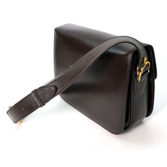 Old Celine 馬車金具ショルダーバッグ(濃茶・総革)