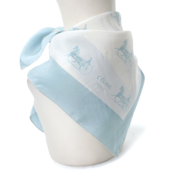 OLD CELINE 馬車柄 中判シルクスカーフ(水色)