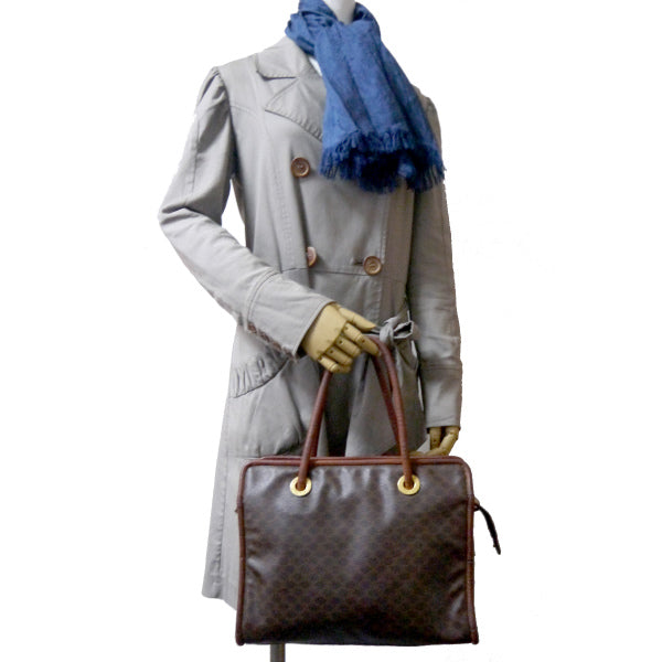 OLD CELINE マカダム柄スクエアボストンバッグ(茶)