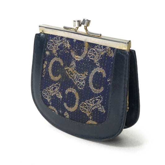 OLD CELINE 馬車柄ジャガードがま口コインケース(濃紺)